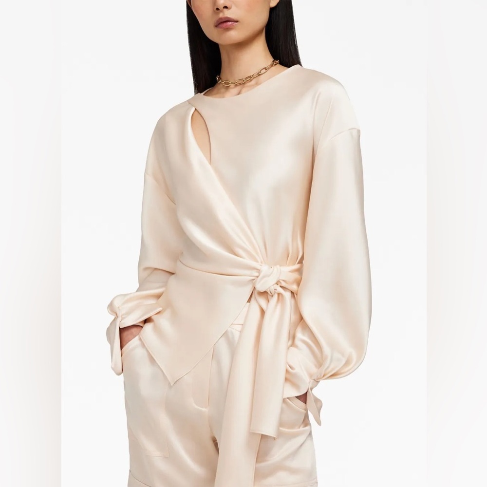 Simkhai Raffaella Knotted Long-Sleeve Top in Blush